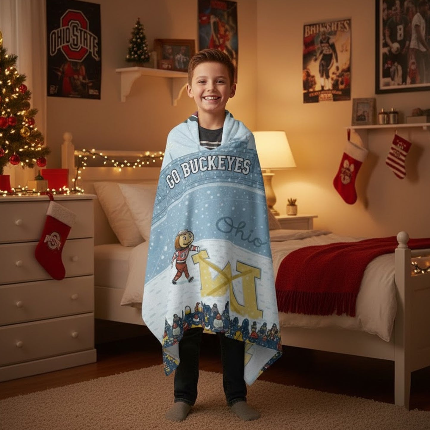 CozyPerks™ Ohio Go Buckeyes Fleece Blanket