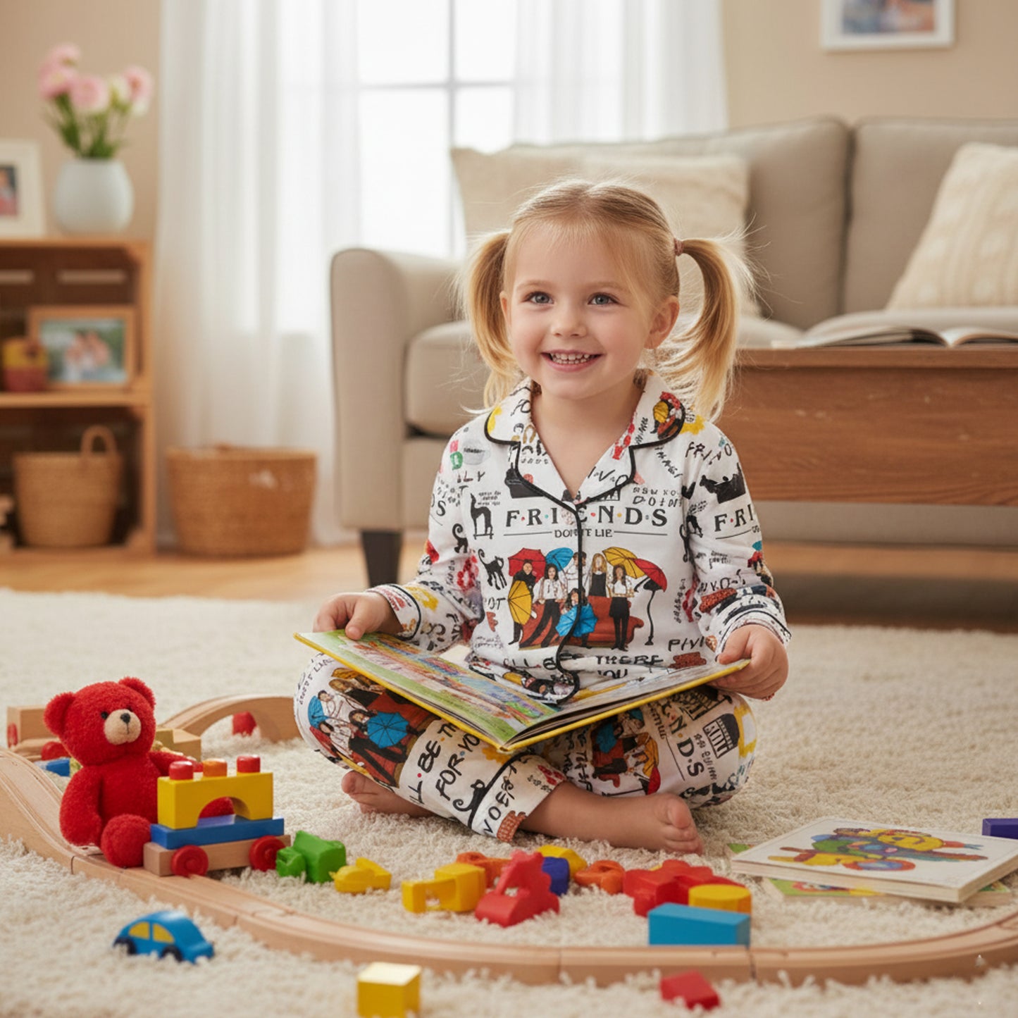 CozyPerks™ Friends Satin Pajamas Set Christmas for Family